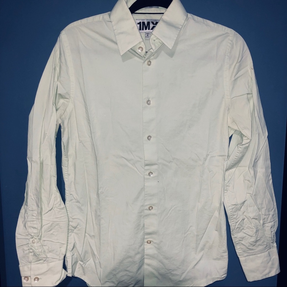 Express 1MX Slim Stetch Light Green Dress shirt